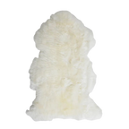 White Australian sheepskin wool floor rug on a white background
